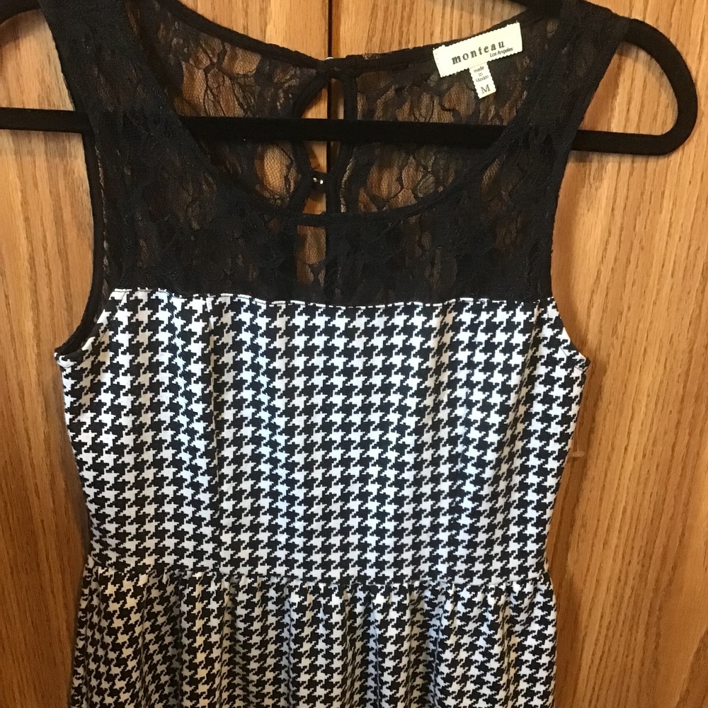 Lace & Gingham Print Top